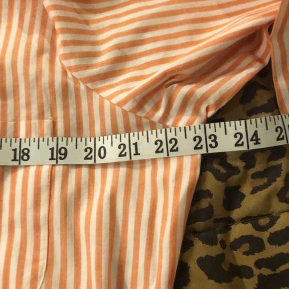 CORAL/WHITE STRIPE LONG LENGTH BUTTON DOWN - Picture 5 of 5